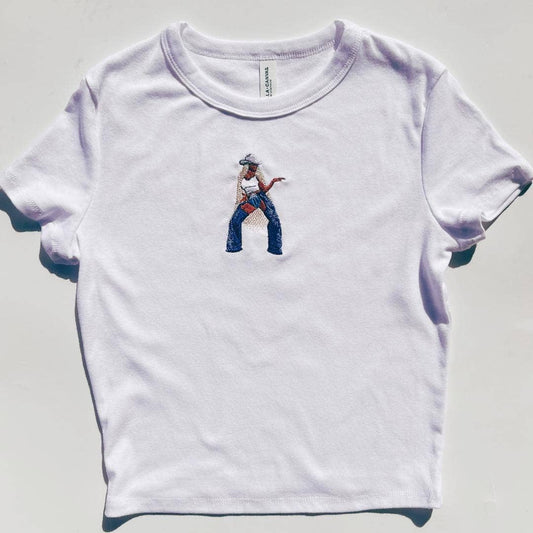 Cowboy Chic Beyoncé Inspired Baby Tee with Custom Embroidery